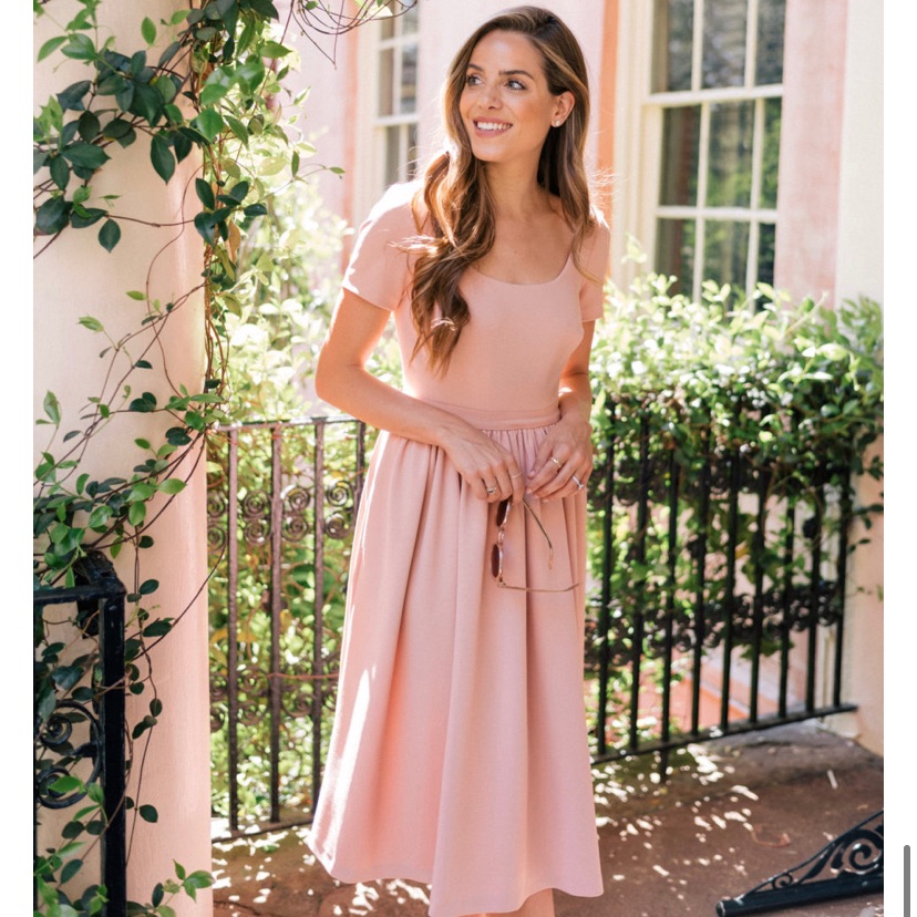 Gal Meets Glam Annie Scoop Neck Fit And Flare Dress Blush Size 2